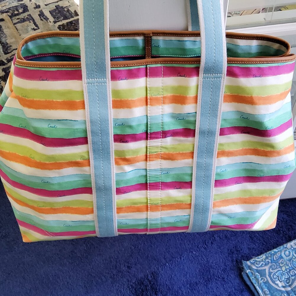 Coach Extra Large Watercolor Beach Tote + Hangtag - Picture 2 of 16